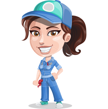 Handy Mechanic Woman Cartoon Vector Character AKA Nicole Fix-it-all